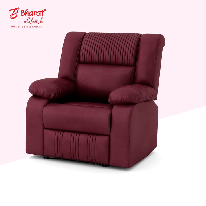 Bharat Lifestyle Jerry Suede Velvet Fabric Manual Recliner (Maroon) | 1 Seater Recliner Chair Sofa | 3 Comfort Positions | DIY Assembly | 1 Year Warranty | For Living Room, Bedroom, Home & Office - BHARAT LIFESPACE PRIVATE LIMITED