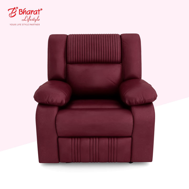 Bharat Lifestyle Jerry Suede Velvet Fabric Manual Recliner (Maroon) | 1 Seater Recliner Chair Sofa | 3 Comfort Positions | DIY Assembly | 1 Year Warranty | For Living Room, Bedroom, Home & Office - BHARAT LIFESPACE PRIVATE LIMITED