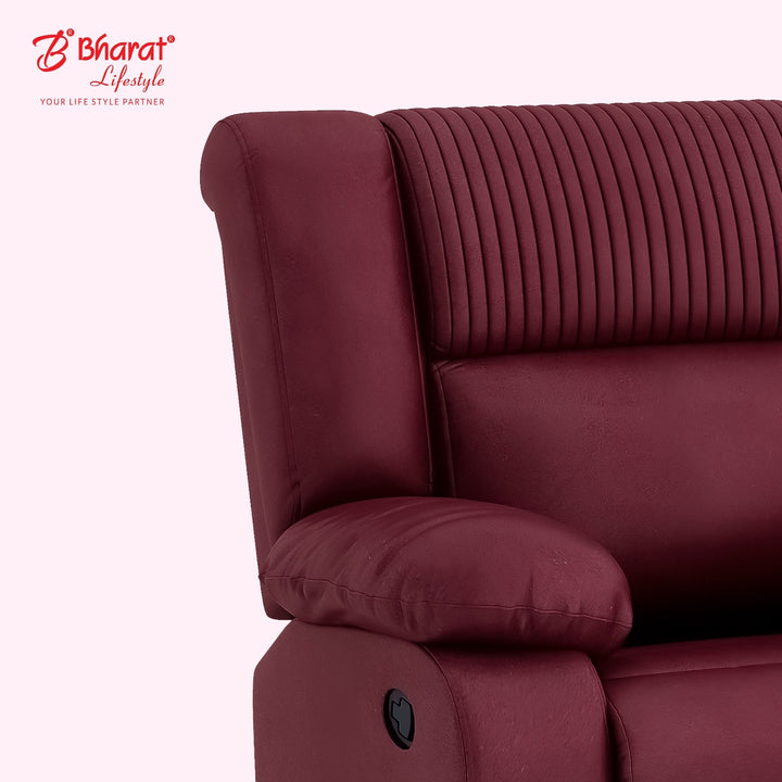 Bharat Lifestyle Jerry Suede Velvet Fabric Manual Recliner (Maroon) | 1 Seater Recliner Chair Sofa | 3 Comfort Positions | DIY Assembly | 1 Year Warranty | For Living Room, Bedroom, Home & Office - BHARAT LIFESPACE PRIVATE LIMITED