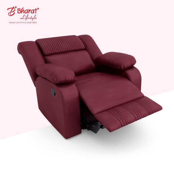 Bharat Lifestyle Jerry Suede Velvet Fabric Manual Recliner (Maroon) | 1 Seater Recliner Chair Sofa | 3 Comfort Positions | DIY Assembly | 1 Year Warranty | For Living Room, Bedroom, Home & Office - BHARAT LIFESPACE PRIVATE LIMITED