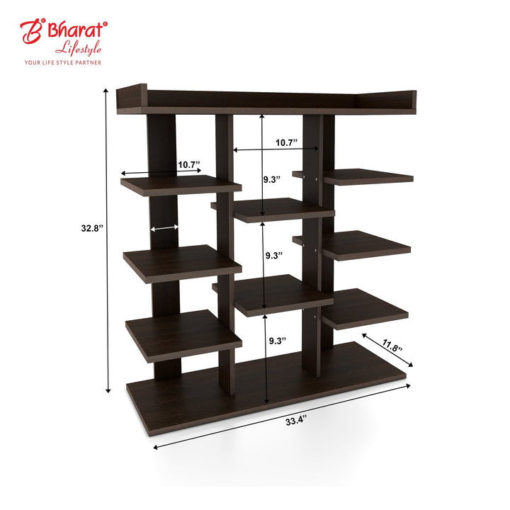 Bharat Lifestyle Karaka Open Engineered Wood Shoe Rack (Black, 10 Shelves, DIY(Do - It - Yourself)) - BHARAT LIFESPACE PRIVATE LIMITED