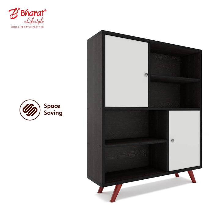Bharat Lifestyle Kazan Engineered Wood Display Unit (Finish Color - White & Wenge, DIY(Do - It - Yourself)) - BHARAT LIFESPACE PRIVATE LIMITED