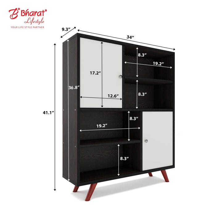 Bharat Lifestyle Kazan Engineered Wood Display Unit (Finish Color - White & Wenge, DIY(Do - It - Yourself)) - BHARAT LIFESPACE PRIVATE LIMITED