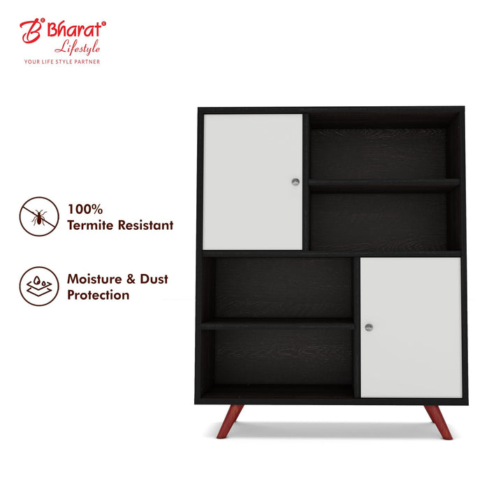 Bharat Lifestyle Kazan Engineered Wood Display Unit (Finish Color - White & Wenge, DIY(Do - It - Yourself)) - BHARAT LIFESPACE PRIVATE LIMITED