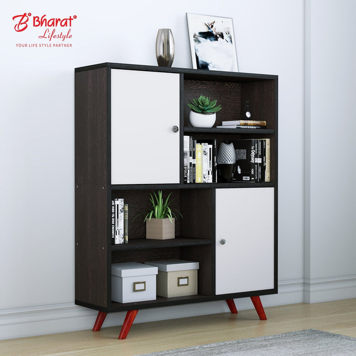 Bharat Lifestyle Kazan Engineered Wood Display Unit (Finish Color - White & Wenge, DIY(Do - It - Yourself)) - BHARAT LIFESPACE PRIVATE LIMITED