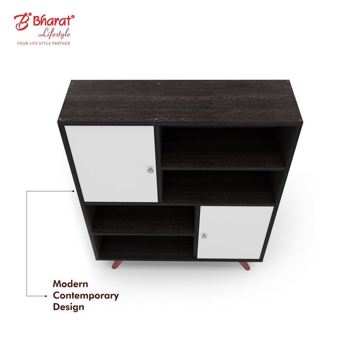 Bharat Lifestyle Kazan Engineered Wood Display Unit (Finish Color - White & Wenge, DIY(Do - It - Yourself)) - BHARAT LIFESPACE PRIVATE LIMITED
