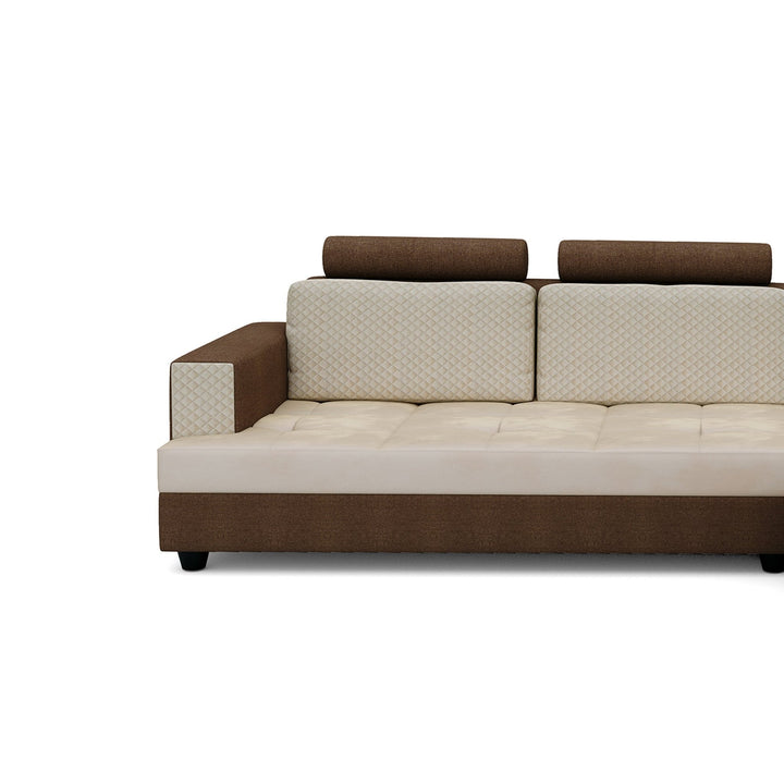 Bharat Lifestyle Kevin L - Shape Fabric 6 Seater Sofa (Finish Color - Cream & Brown, DIY(Do - It - Yourself)) - BHARAT LIFESPACE PRIVATE LIMITED