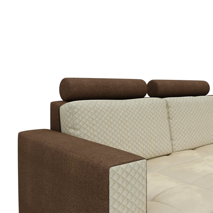 Bharat Lifestyle Kevin L - Shape Fabric 6 Seater Sofa (Finish Color - Cream & Brown, DIY(Do - It - Yourself)) - BHARAT LIFESPACE PRIVATE LIMITED