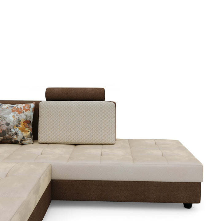 Bharat Lifestyle Kevin L - Shape Fabric 6 Seater Sofa (Finish Color - Cream & Brown, DIY(Do - It - Yourself)) - BHARAT LIFESPACE PRIVATE LIMITED