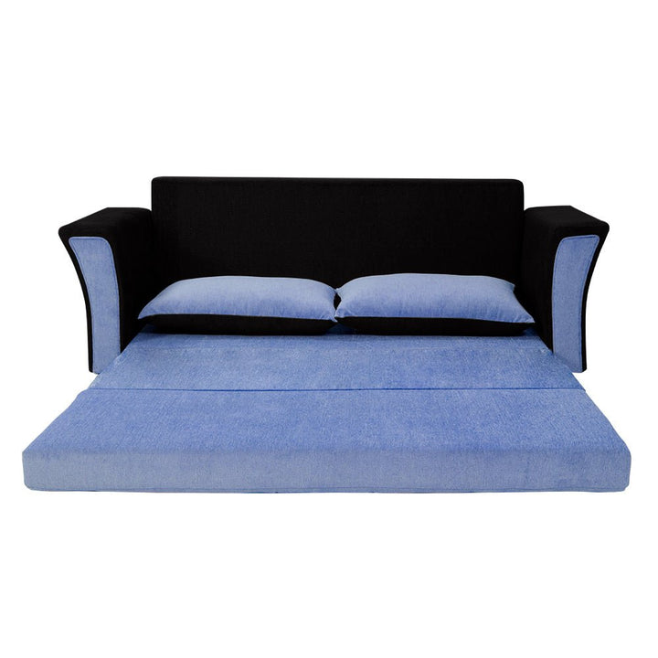 Bharat Lifestyle Leo Fabric 3 Seater Double Solid Wood Fold Out Convertible Sofa Cum Bed (Light Blue & Black) Looks and Comfortable Sofa for Living Room, Bedroom, Home and Office, Assembly DIY(Do - It - Yourself) 1 Year Warranty - BHARAT LIFESPACE PRIVATE LIMITED