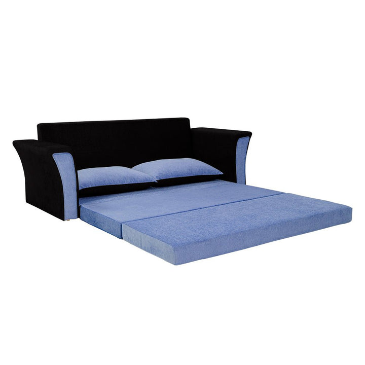 Bharat Lifestyle Leo Fabric 3 Seater Double Solid Wood Fold Out Convertible Sofa Cum Bed (Light Blue & Black) Looks and Comfortable Sofa for Living Room, Bedroom, Home and Office, Assembly DIY(Do - It - Yourself) 1 Year Warranty - BHARAT LIFESPACE PRIVATE LIMITED