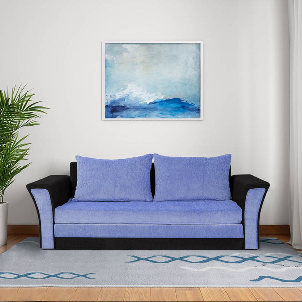 Bharat Lifestyle Leo Fabric 3 Seater Double Solid Wood Fold Out Convertible Sofa Cum Bed (Light Blue & Black) Looks and Comfortable Sofa for Living Room, Bedroom, Home and Office, Assembly DIY(Do - It - Yourself) 1 Year Warranty - BHARAT LIFESPACE PRIVATE LIMITED