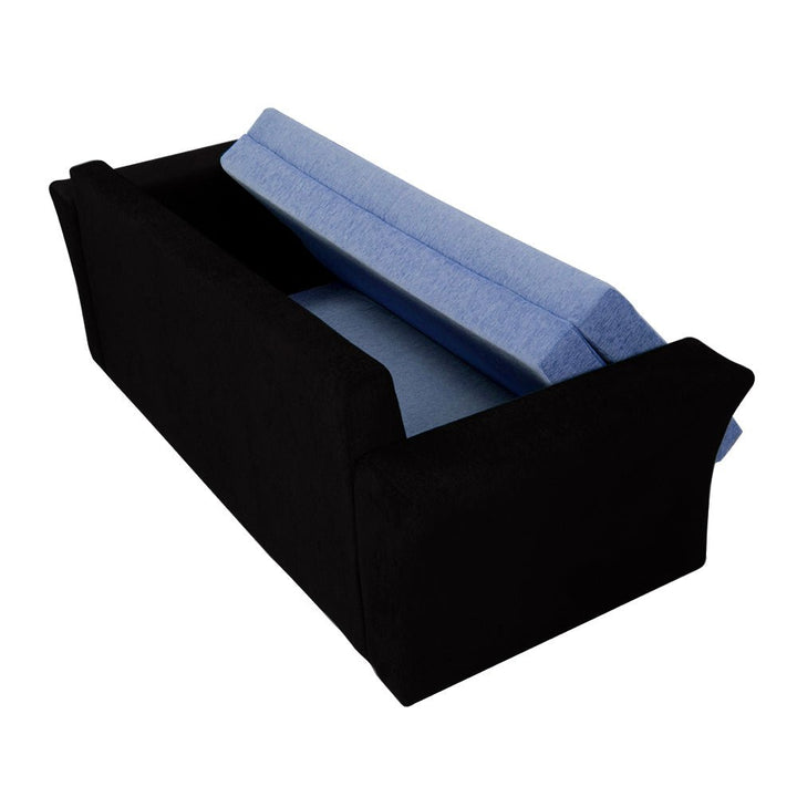 Bharat Lifestyle Leo Fabric 3 Seater Double Solid Wood Fold Out Convertible Sofa Cum Bed (Light Blue & Black) Looks and Comfortable Sofa for Living Room, Bedroom, Home and Office, Assembly DIY(Do - It - Yourself) 1 Year Warranty - BHARAT LIFESPACE PRIVATE LIMITED