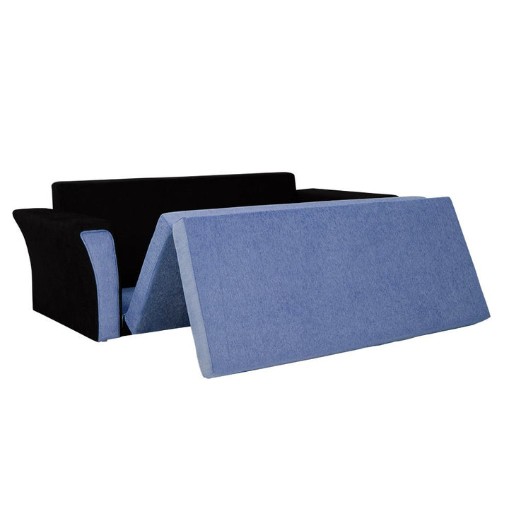 Bharat Lifestyle Leo Fabric 3 Seater Double Solid Wood Fold Out Convertible Sofa Cum Bed (Light Blue & Black) Looks and Comfortable Sofa for Living Room, Bedroom, Home and Office, Assembly DIY(Do - It - Yourself) 1 Year Warranty - BHARAT LIFESPACE PRIVATE LIMITED