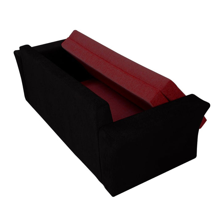 Bharat Lifestyle Leo Fabric 3 Seater Double Solid Wood Fold Out Convertible Sofa Cum Bed (Red & Black) Looks and Comfortable Sofa for Living Room, Bedroom, Home and Office, Assembly DIY(Do - It - Yourself) 1 Year Warranty - BHARAT LIFESPACE PRIVATE LIMITED