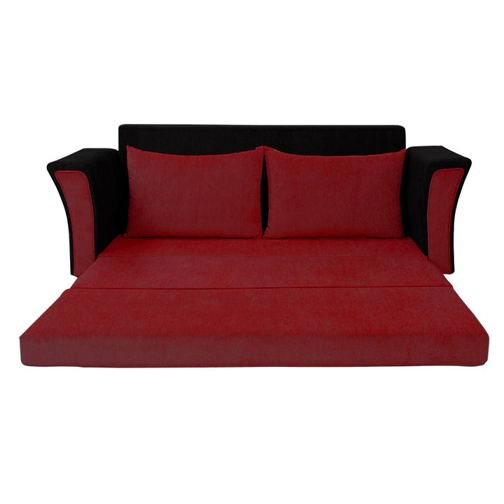 Bharat Lifestyle Leo Fabric 3 Seater Double Solid Wood Fold Out Convertible Sofa Cum Bed (Red & Black) Looks and Comfortable Sofa for Living Room, Bedroom, Home and Office, Assembly DIY(Do - It - Yourself) 1 Year Warranty - BHARAT LIFESPACE PRIVATE LIMITED
