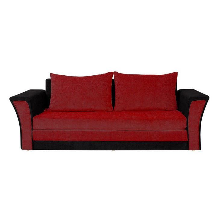 Bharat Lifestyle Leo Fabric 3 Seater Double Solid Wood Fold Out Convertible Sofa Cum Bed (Red & Black) Looks and Comfortable Sofa for Living Room, Bedroom, Home and Office, Assembly DIY(Do - It - Yourself) 1 Year Warranty - BHARAT LIFESPACE PRIVATE LIMITED