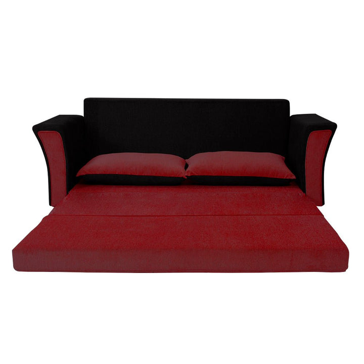 Bharat Lifestyle Leo Fabric 3 Seater Double Solid Wood Fold Out Convertible Sofa Cum Bed (Red & Black) Looks and Comfortable Sofa for Living Room, Bedroom, Home and Office, Assembly DIY(Do - It - Yourself) 1 Year Warranty - BHARAT LIFESPACE PRIVATE LIMITED