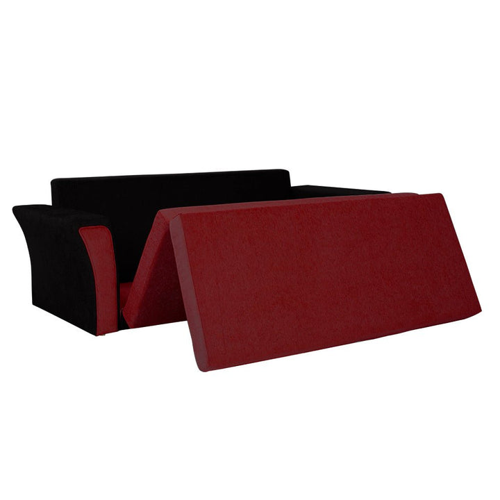 Bharat Lifestyle Leo Fabric 3 Seater Double Solid Wood Fold Out Convertible Sofa Cum Bed (Red & Black) Looks and Comfortable Sofa for Living Room, Bedroom, Home and Office, Assembly DIY(Do - It - Yourself) 1 Year Warranty - BHARAT LIFESPACE PRIVATE LIMITED