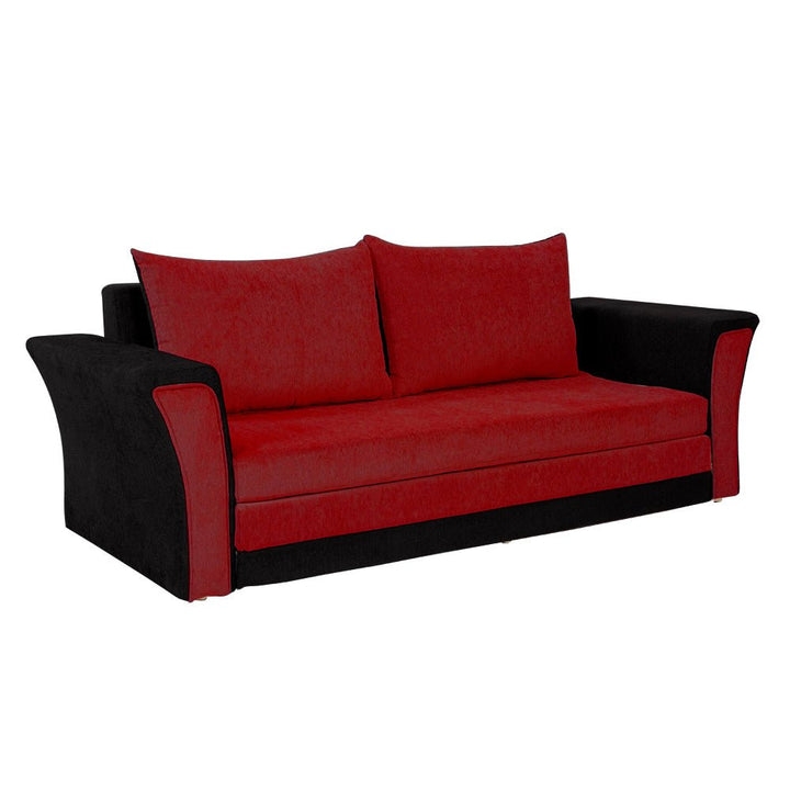 Bharat Lifestyle Leo Fabric 3 Seater Double Solid Wood Fold Out Convertible Sofa Cum Bed (Red & Black) Looks and Comfortable Sofa for Living Room, Bedroom, Home and Office, Assembly DIY(Do - It - Yourself) 1 Year Warranty - BHARAT LIFESPACE PRIVATE LIMITED