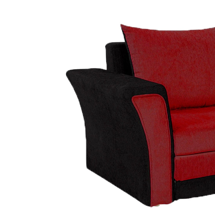 Bharat Lifestyle Leo Fabric 3 Seater Double Solid Wood Fold Out Convertible Sofa Cum Bed (Red & Black) Looks and Comfortable Sofa for Living Room, Bedroom, Home and Office, Assembly DIY(Do - It - Yourself) 1 Year Warranty - BHARAT LIFESPACE PRIVATE LIMITED