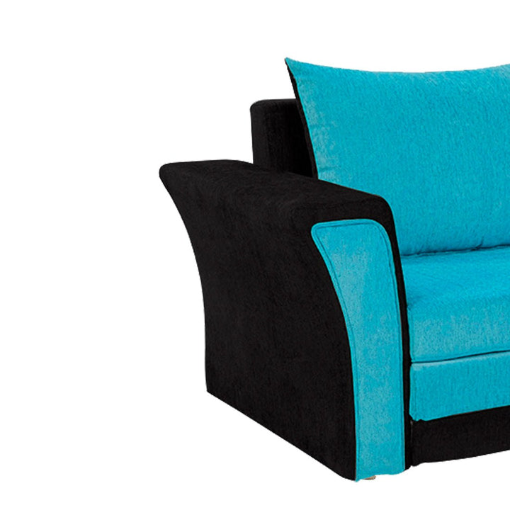 Bharat Lifestyle Leo Fabric 3 Seater Double Solid Wood Fold Out Sofa Cum Bed (Aqua Blue and Black) Looks and Comfortable Sofa for Living Room, Bedroom, Home and Office, Assembly DIY(Do - It - Yourself) 1 Year Warranty - BHARAT LIFESPACE PRIVATE LIMITED