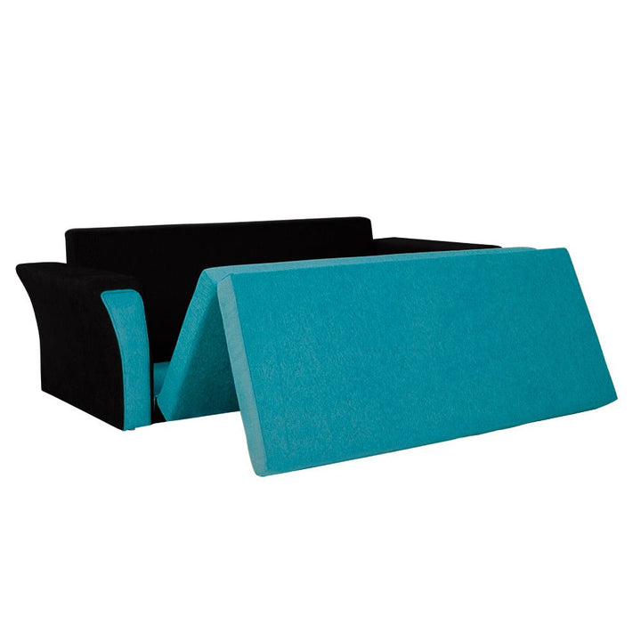 Bharat Lifestyle Leo Fabric 3 Seater Double Solid Wood Fold Out Sofa Cum Bed (Aqua Blue and Black) Looks and Comfortable Sofa for Living Room, Bedroom, Home and Office, Assembly DIY(Do - It - Yourself) 1 Year Warranty - BHARAT LIFESPACE PRIVATE LIMITED