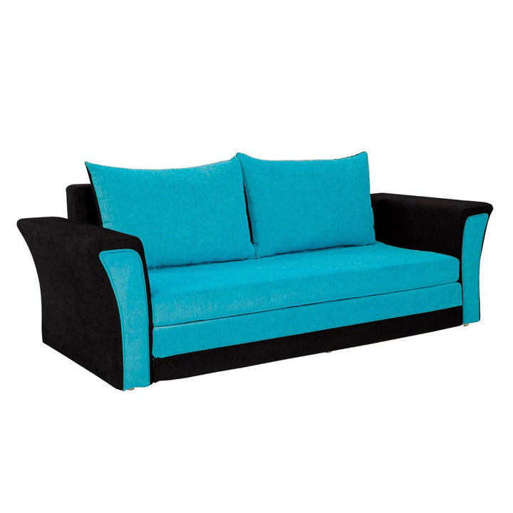 Bharat Lifestyle Leo Fabric 3 Seater Double Solid Wood Fold Out Sofa Cum Bed (Aqua Blue and Black) Looks and Comfortable Sofa for Living Room, Bedroom, Home and Office, Assembly DIY(Do - It - Yourself) 1 Year Warranty - BHARAT LIFESPACE PRIVATE LIMITED