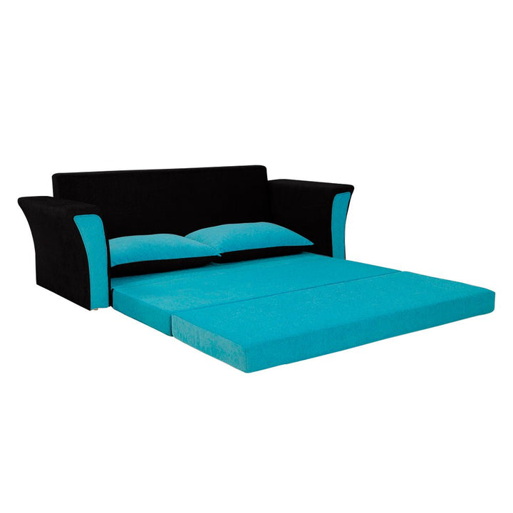 Bharat Lifestyle Leo Fabric 3 Seater Double Solid Wood Fold Out Sofa Cum Bed (Aqua Blue and Black) Looks and Comfortable Sofa for Living Room, Bedroom, Home and Office, Assembly DIY(Do - It - Yourself) 1 Year Warranty - BHARAT LIFESPACE PRIVATE LIMITED
