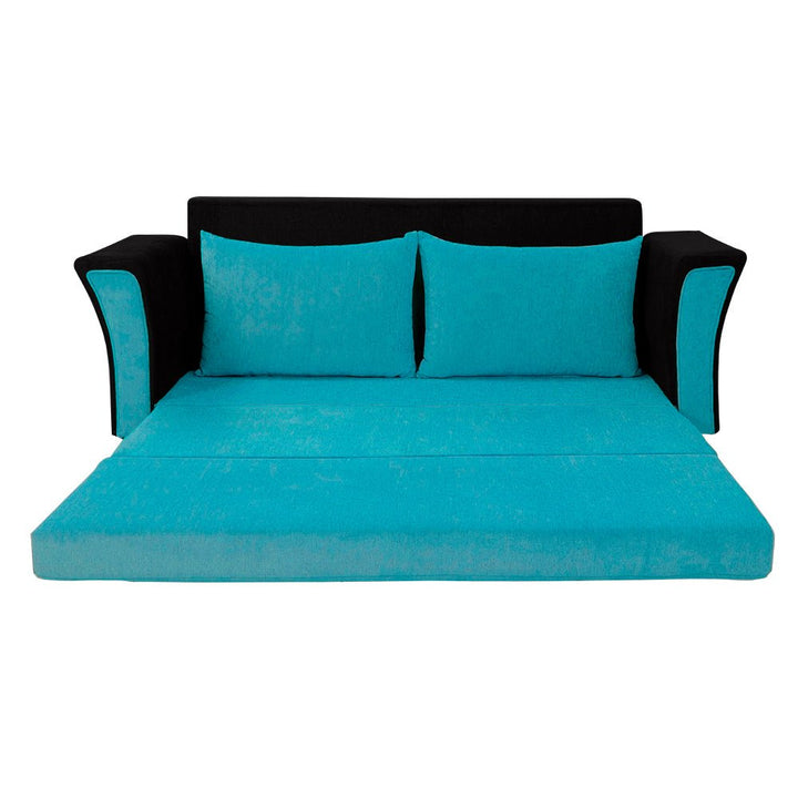 Bharat Lifestyle Leo Fabric 3 Seater Double Solid Wood Fold Out Sofa Cum Bed (Aqua Blue and Black) Looks and Comfortable Sofa for Living Room, Bedroom, Home and Office, Assembly DIY(Do - It - Yourself) 1 Year Warranty - BHARAT LIFESPACE PRIVATE LIMITED