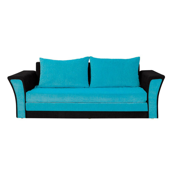 Bharat Lifestyle Leo Fabric 3 Seater Double Solid Wood Fold Out Sofa Cum Bed (Aqua Blue and Black) Looks and Comfortable Sofa for Living Room, Bedroom, Home and Office, Assembly DIY(Do - It - Yourself) 1 Year Warranty - BHARAT LIFESPACE PRIVATE LIMITED