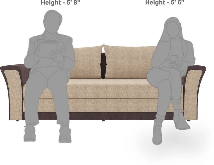 Bharat Lifestyle Leo Fabric 3 Seater Sofa (Finish Color - Cream & Brown, DIY(Do - It - Yourself)) - BHARAT LIFESPACE PRIVATE LIMITED