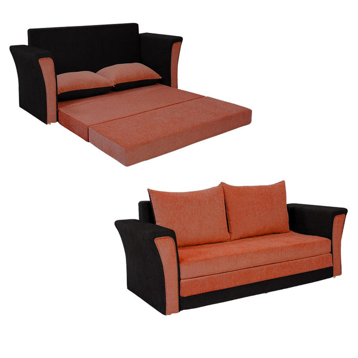 Bharat Lifestyle Leo Fabric Sofa Cum Bed (Orange & Black) Looks and Comfortable Sofa for Living Room, Bedroom, Home and Office, Assembly DIY(Do - It - Yourself) 1 Year Warranty - BHARAT LIFESPACE PRIVATE LIMITED