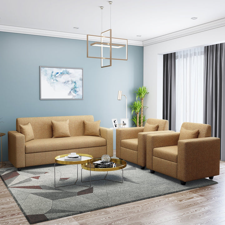Bharat Lifestyle Lexus Fabric Sofa Set | 3+1+1 Seater | Golden Color | Comfortable & Luxurious Sofa for Living Room, Bedroom | DIY Assembly | 1 Year Warranty - BHARAT LIFESPACE PRIVATE LIMITED