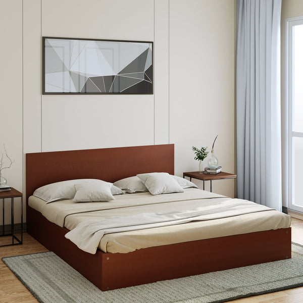 Bharat Lifestyle Libya Engineered Wood Queen Bed Without Storage Bed for Bedroom, Living Room, Color – Brown, Delivery Condition - Knock Down, 1 Year Warranty - BHARAT LIFESPACE PRIVATE LIMITED