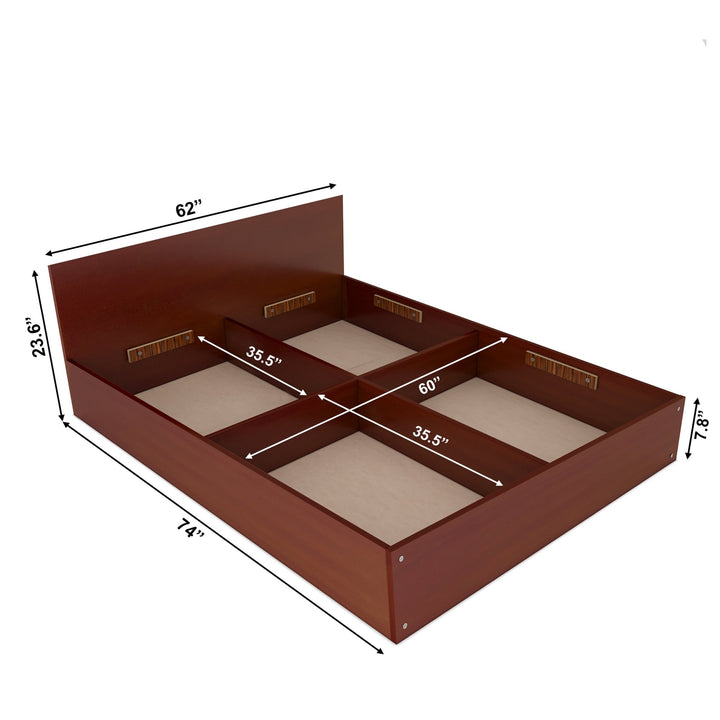 Bharat Lifestyle Libya Engineered Wood Queen Bed Without Storage Bed for Bedroom, Living Room, Color – Brown, Delivery Condition - Knock Down, 1 Year Warranty - BHARAT LIFESPACE PRIVATE LIMITED