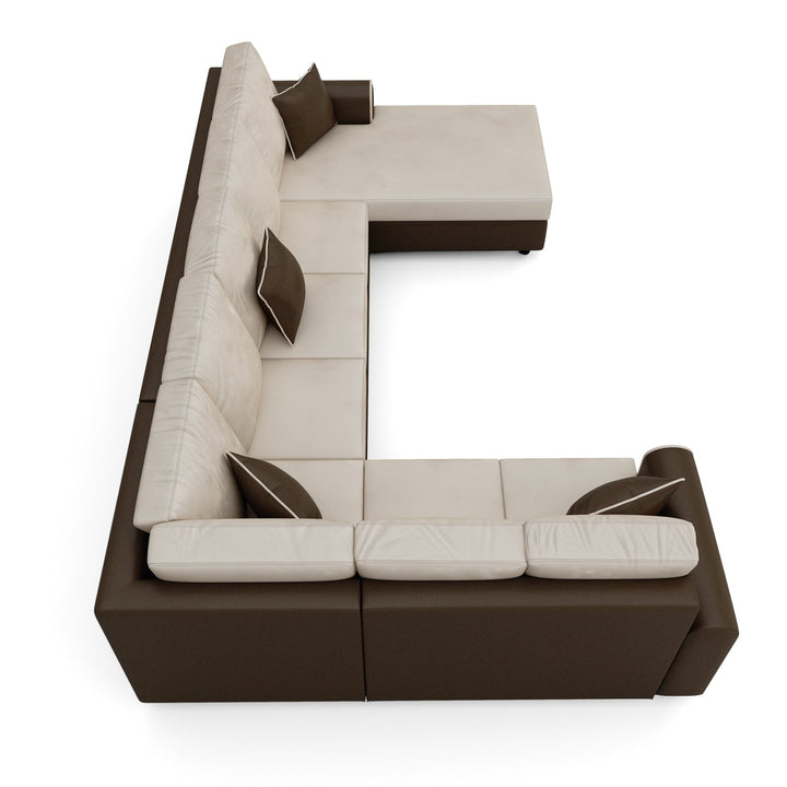 Bharat Lifestyle Madison U - Shape Fabric 9 Seater Sofa (Finish Color - Cream Brown, DIY(Do - It - Yourself)) - BHARAT LIFESPACE PRIVATE LIMITED