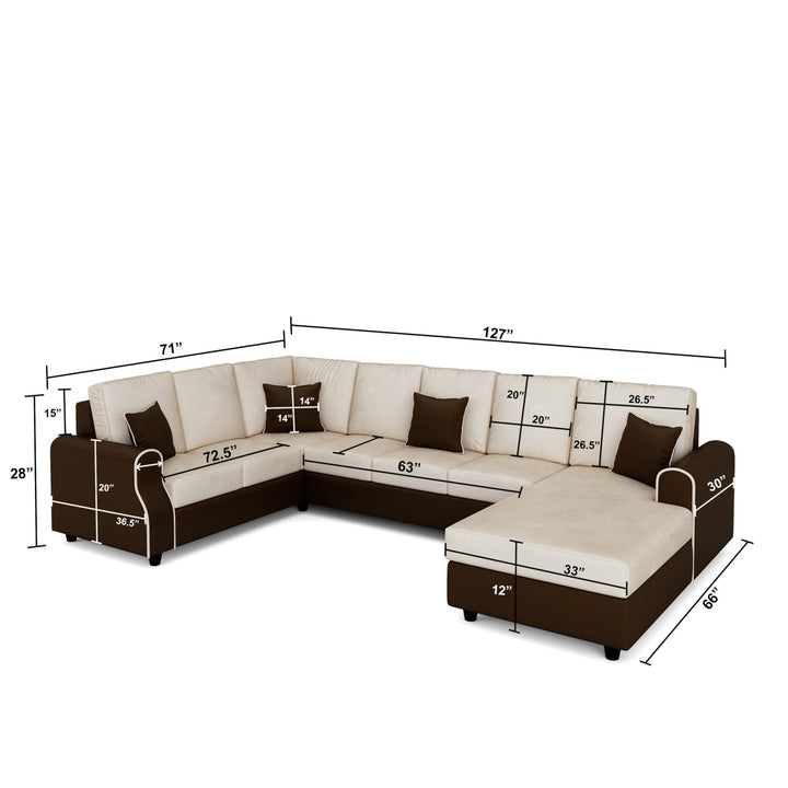Bharat Lifestyle Madison U - Shape Fabric 9 Seater Sofa (Finish Color - Cream Brown, DIY(Do - It - Yourself)) - BHARAT LIFESPACE PRIVATE LIMITED