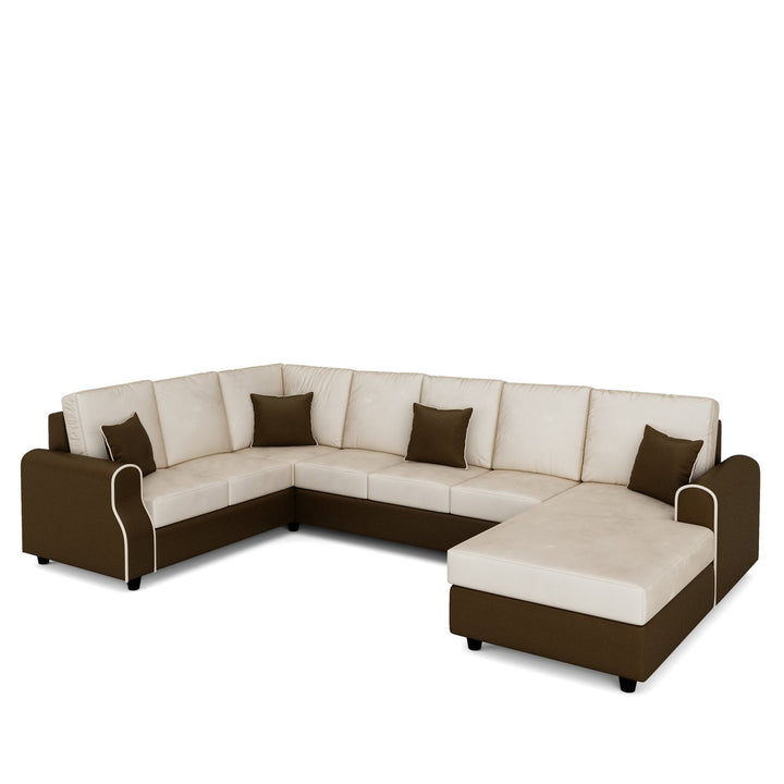 Bharat Lifestyle Madison U - Shape Fabric 9 Seater Sofa (Finish Color - Cream Brown, DIY(Do - It - Yourself)) - BHARAT LIFESPACE PRIVATE LIMITED