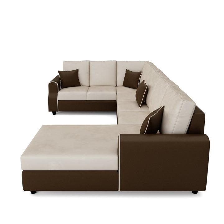 Bharat Lifestyle Madison U - Shape Fabric 9 Seater Sofa (Finish Color - Cream Brown, DIY(Do - It - Yourself)) - BHARAT LIFESPACE PRIVATE LIMITED