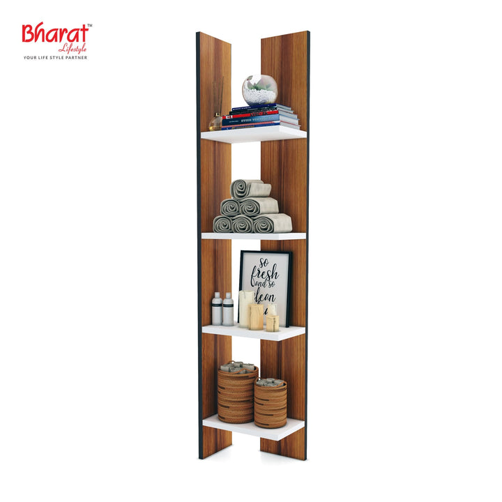 Bharat Lifestyle Mayon Engineered Wood Open Book Shelf (Finish Color - White and Brown, DIY(Do - It - Yourself)) - BHARAT LIFESPACE PRIVATE LIMITED