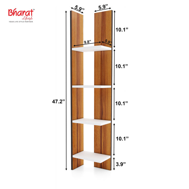 Bharat Lifestyle Mayon Engineered Wood Open Book Shelf (Finish Color - White and Brown, DIY(Do - It - Yourself)) - BHARAT LIFESPACE PRIVATE LIMITED