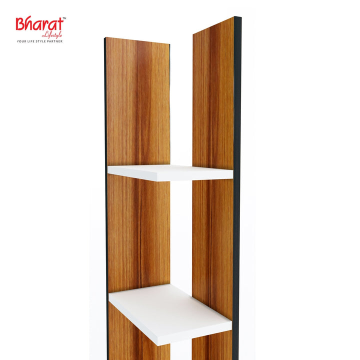 Bharat Lifestyle Mayon Engineered Wood Open Book Shelf (Finish Color - White and Brown, DIY(Do - It - Yourself)) - BHARAT LIFESPACE PRIVATE LIMITED