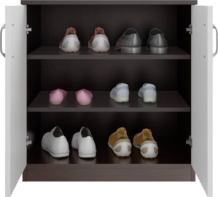 Bharat Lifestyle Mercury Engineered Wood Shoe Rack (White, Brown, 3 Shelves, Knock Down) - BHARAT LIFESPACE PRIVATE LIMITED