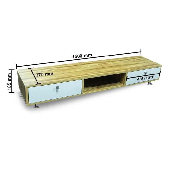 Bharat Lifestyle Neon Engineered Wood TV Entertainment Unit (Finish Color - White & Walnut, Knock Down) - BHARAT LIFESPACE PRIVATE LIMITED
