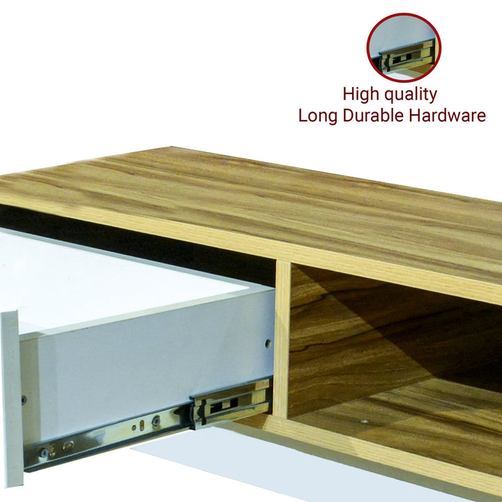 Bharat Lifestyle Neon Engineered Wood TV Entertainment Unit (Finish Color - White & Walnut, Knock Down) - BHARAT LIFESPACE PRIVATE LIMITED