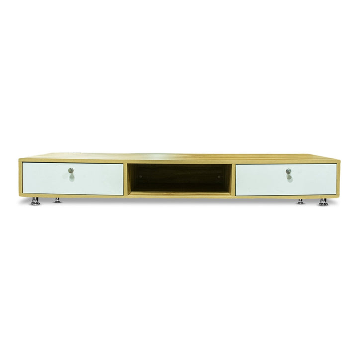 Bharat Lifestyle Neon Engineered Wood TV Entertainment Unit (Finish Color - White & Walnut, Knock Down) - BHARAT LIFESPACE PRIVATE LIMITED