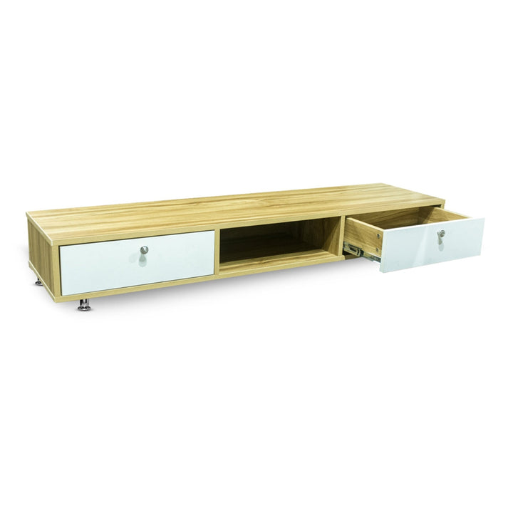 Bharat Lifestyle Neon Engineered Wood TV Entertainment Unit (Finish Color - White & Walnut, Knock Down) - BHARAT LIFESPACE PRIVATE LIMITED