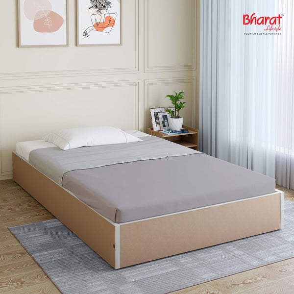 Bharat Lifestyle Norway Engineered Wood Single Bed Without Storage Bed for Bedroom, Living Room, Color – Brown, Delivery Condition - Knock Down, 1 Year Warranty - BHARAT LIFESPACE PRIVATE LIMITED