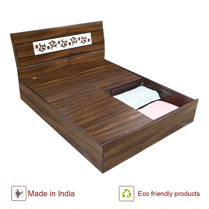 Bharat Lifestyle Oman Engineered Wood Queen Box Bed (Finish Color - Walnut, Delivery Condition - Knock Down) - BHARAT LIFESPACE PRIVATE LIMITED